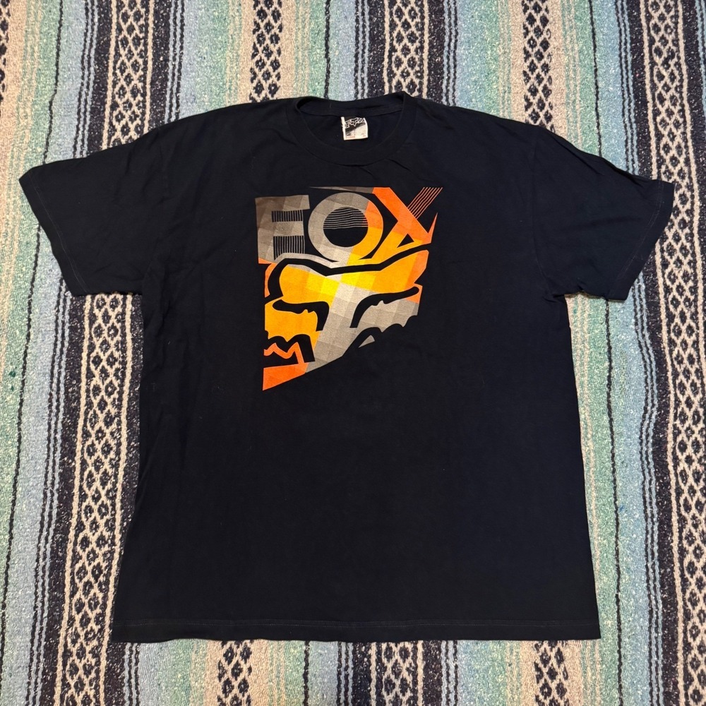 Fox Racing Mens T-Shirt XL Black Graphic Tee Motocross Cotton Short Sleeve 0079